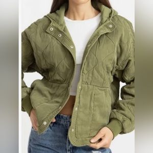 [BLANKYNYC] quilted hooded jacket NWT olive green - Large